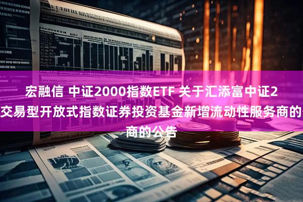 宏融信 中证2000指数ETF 关于汇添富中证2000交易型开放式指数证券投资基金新增流动性服务商的公告